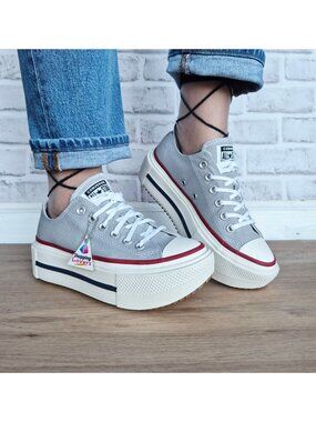 ⭐Converse Chuck Taylor Lift Double Stack 8.5 Women's shoes Sneaker Grey  A16065C